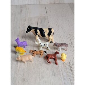 Farm animals variety toy cow chicken pig llama set figure